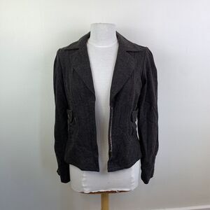 Vtg Anthropologie Burning Torch Wool Zip Blazer Coat S Brown Jacket Academia Y2K